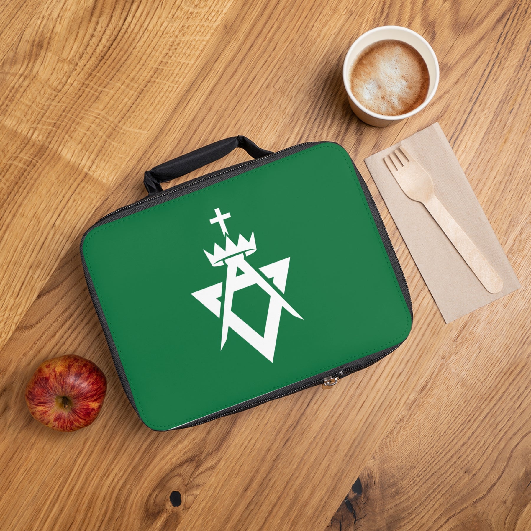 Allied Masonic Degrees Lunch Bag - Green & White Zipper Closure - Bricks Masons