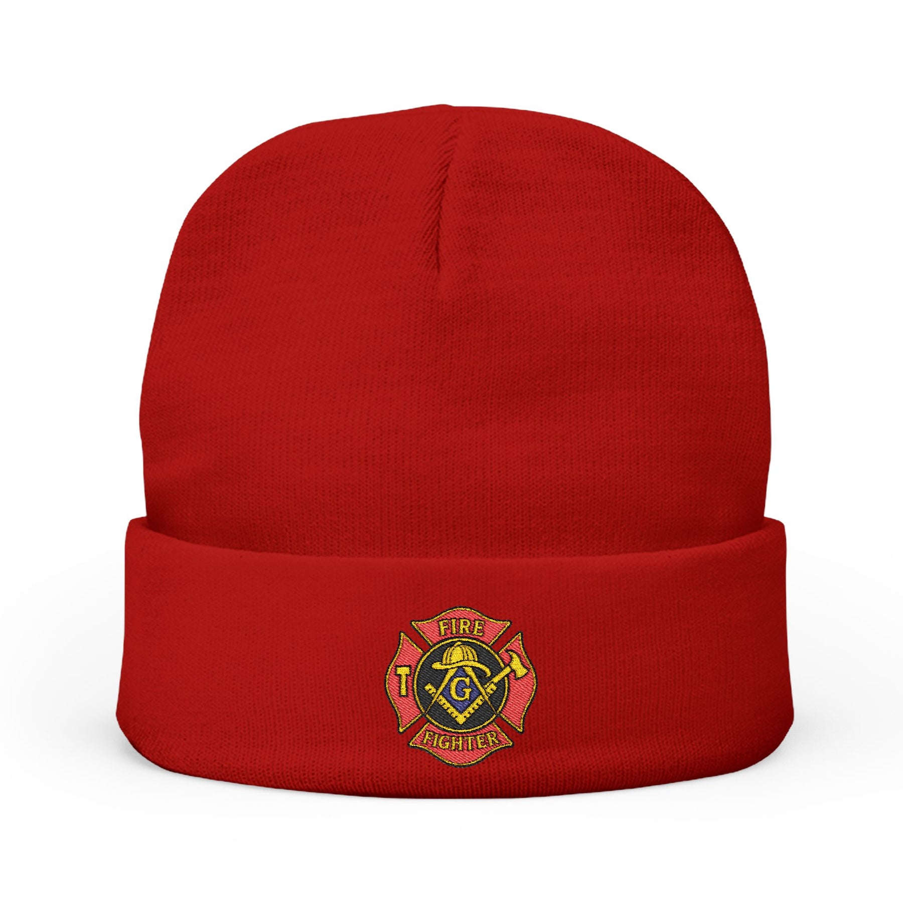 Master Mason Blue Lodge Beanie - Knit Embroidery Firefighter Mason Square & Compass G - Bricks Masons