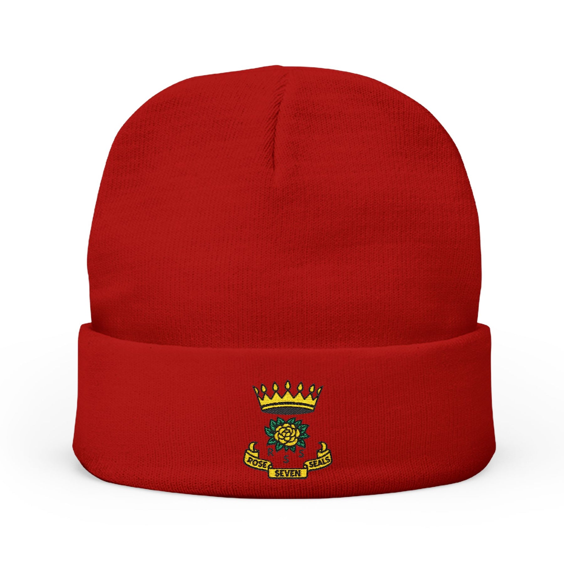Rose of Seven Seals Beanie - Knit Embroidery Emblem - Bricks Masons