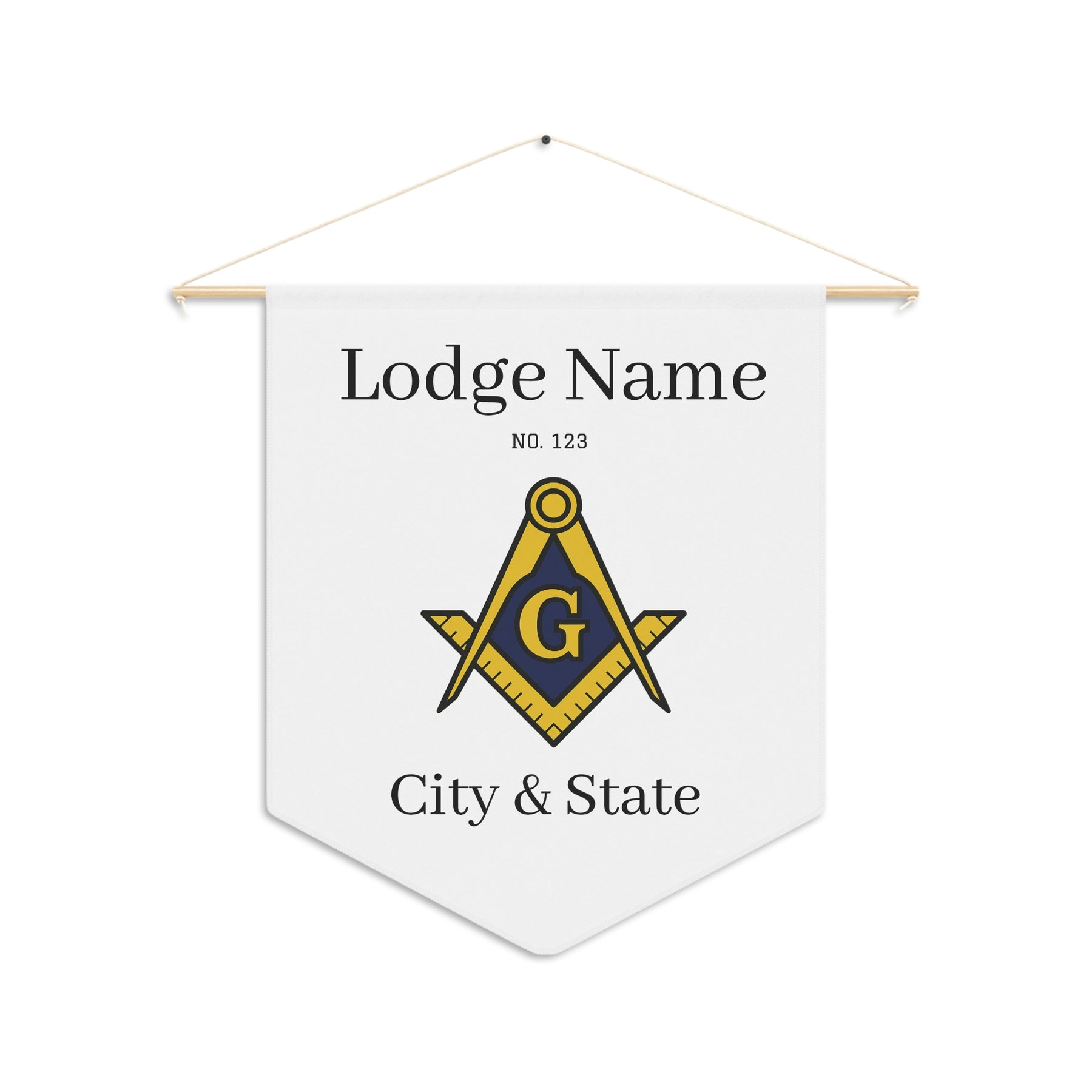 Master Mason Blue Lodge Pennant - Square & Compass G with Customization - Bricks Masons