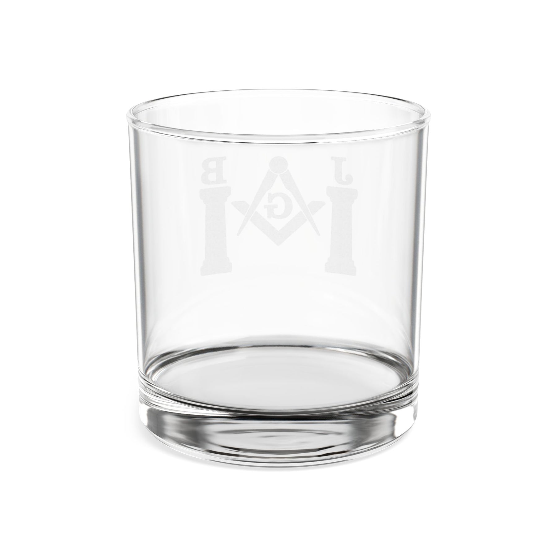 Master Mason Blue Lodge Whiskey Glass - Square & Compasses with Twin J&B Pillars