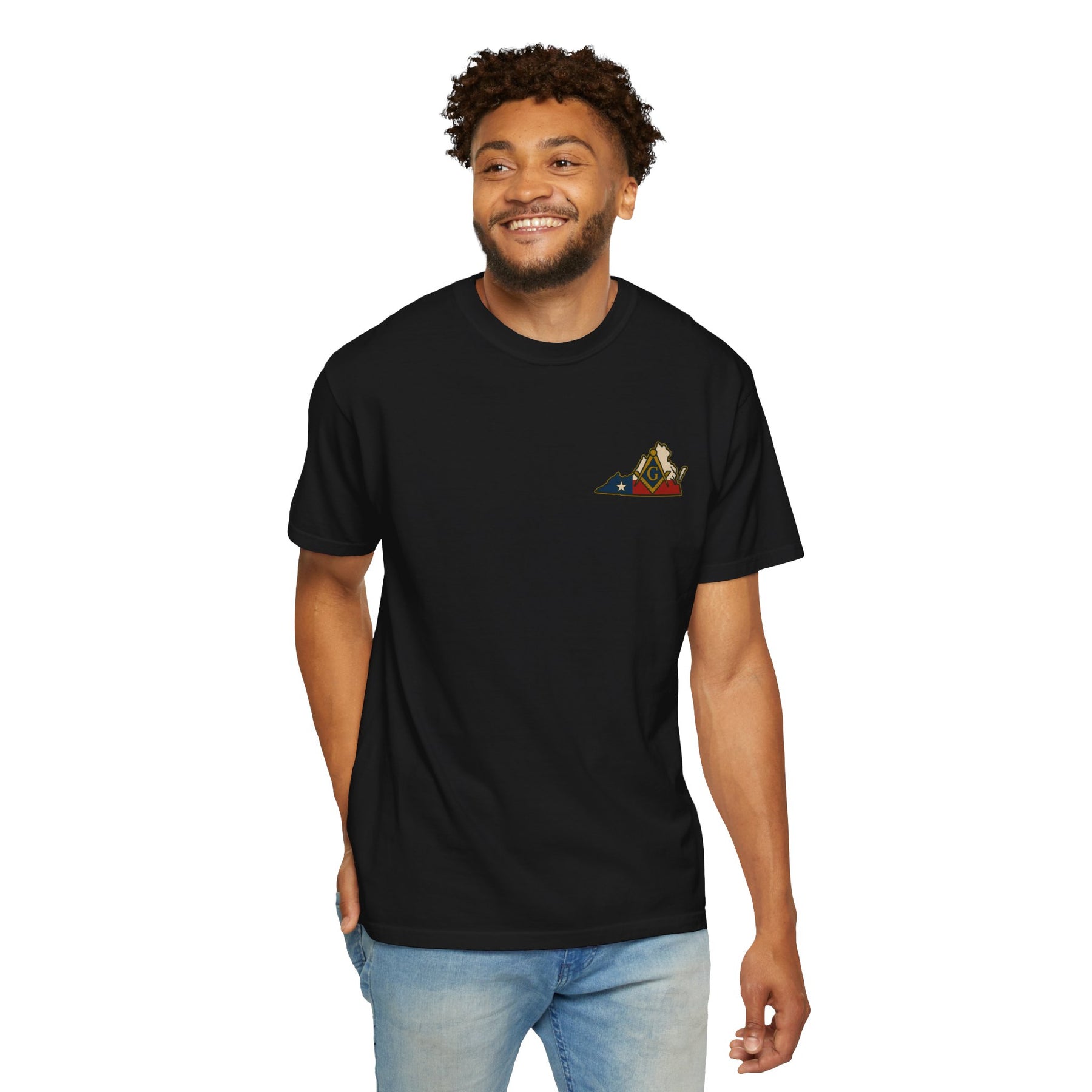 Master Mason Blue Lodge T-Shirt - Garment-Dyed Virginia Mason - Bricks Masons