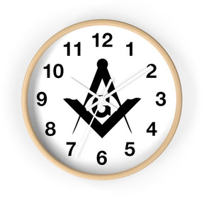 Master Mason Blue Lodge Clock - Wooden Frame Square & Compass G