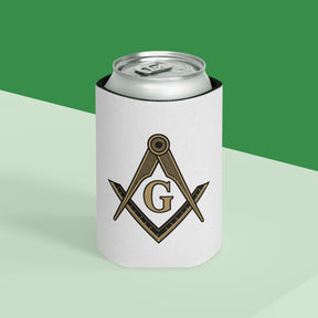Master Mason Blue Lodge Can Cooler - Square & Compass G Lightweight Polyester - Bricks Masons