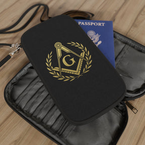 Master Mason Blue Lodge Passport Wallet - Square & Compass G with Wreath - Bricks Masons