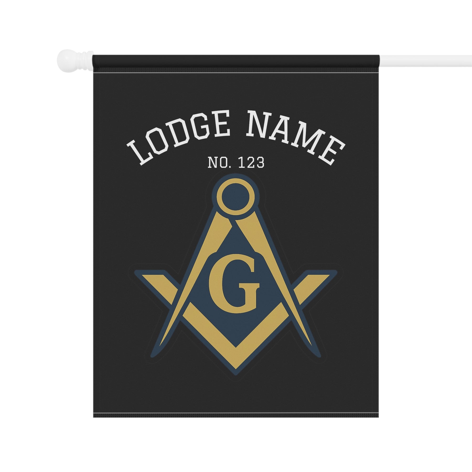 Master Mason Blue Lodge Yard Flag - Square & Compass G With Personalization - Bricks Masons