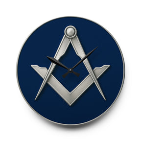 Master Mason Blue Lodge Clock - Blue & Silver Square & Compass - Bricks Masons