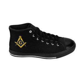 Master Mason Blue Lodge Sneaker - Black with Gold S&C G Nylon Canvas - Bricks Masons