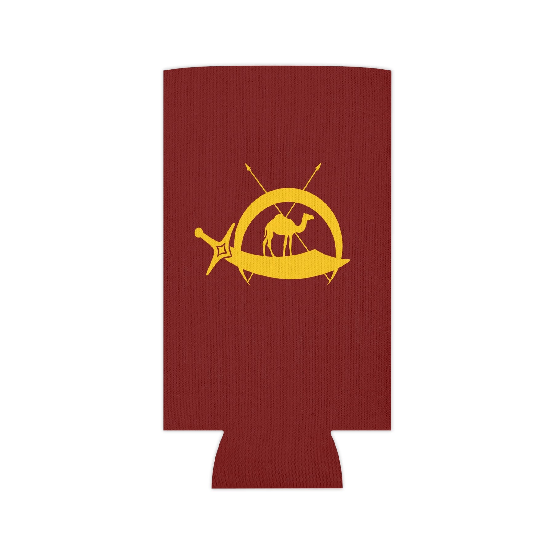 DOKO Can Cooler - Maroon & Yellow Polyester Exterior - Bricks Masons