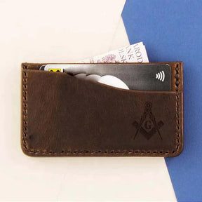 Master Mason Blue Lodge Wallet - Dark Brown - Bricks Masons