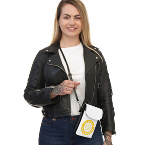 The Order of the Golden Circle Cell Phone Wallet - White & Yellow Microfiber Leather - Bricks Masons