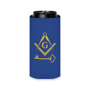 International Masons Can Cooler - Gold & Blue Square & Compass G - Bricks Masons