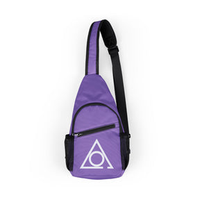 LOCOP Crossbody Bag - Purple & White Nylon With Multiple Pockets - Bricks Masons