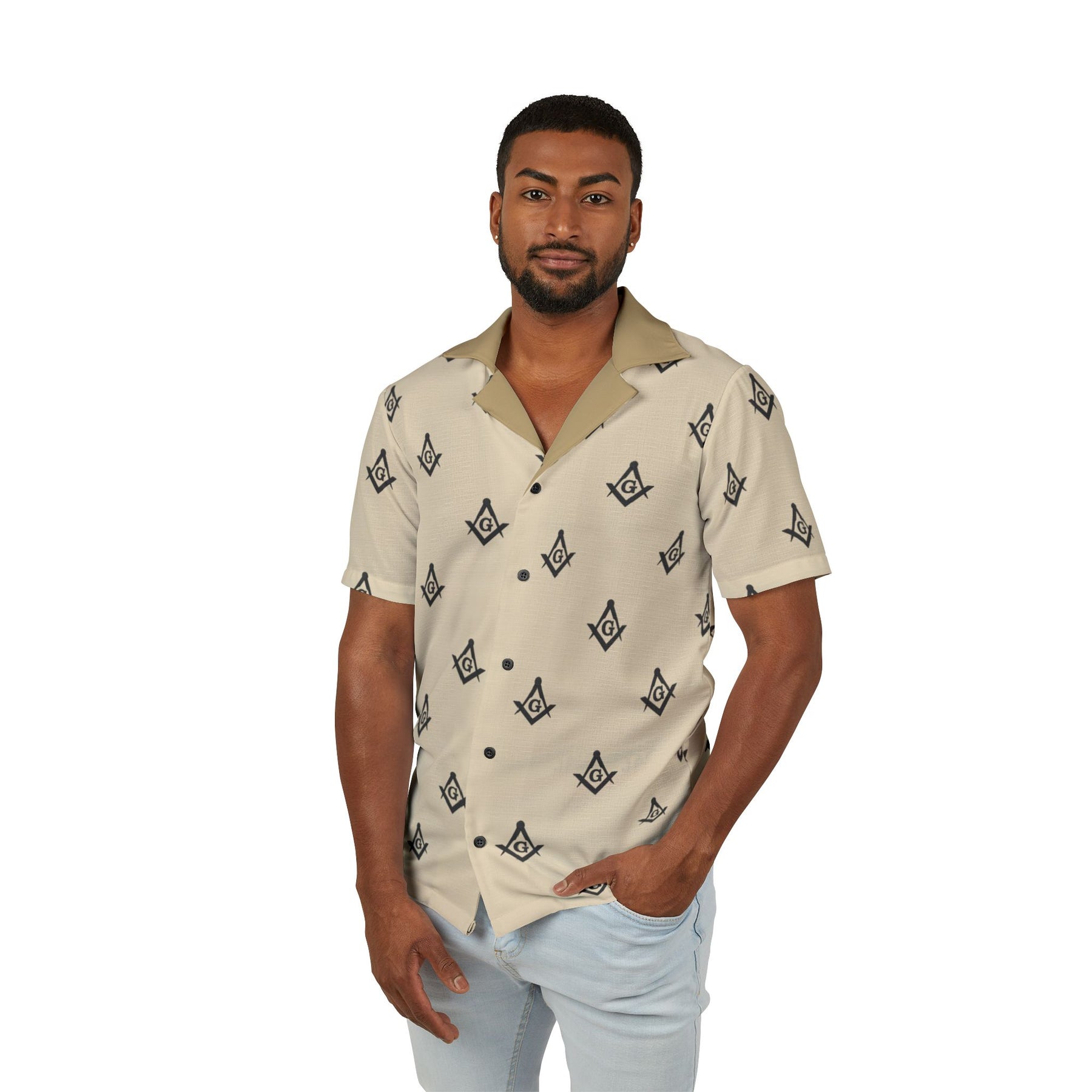 Men's Hawaiian Camp Shirt (AOP) - Bricks Masons