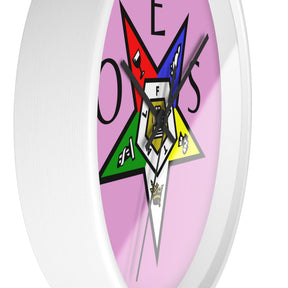 OES Clock - Colorful Emblem with OES Lettering on Pink Dial - Bricks Masons