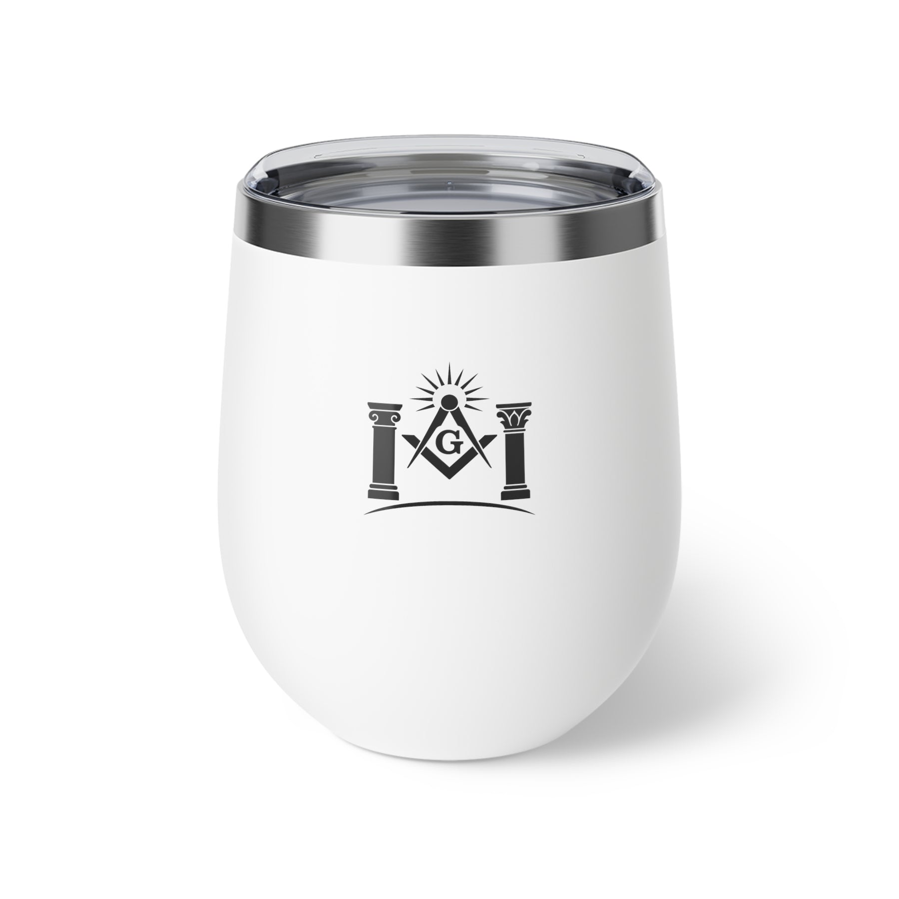 Master Mason Blue Lodge Vacuum Cup - Square & Compass G with Pillars & Light