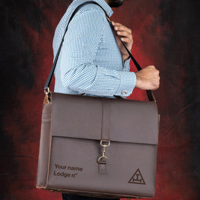 Royal Arch Chapter Briefcase - Genuine Cow Leather Convertible Bag - Bricks Masons