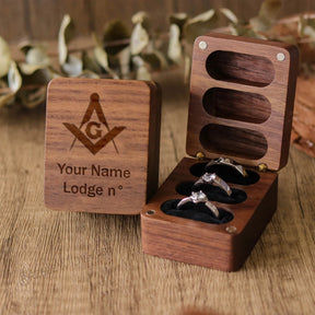 Master Mason Blue Lodge  Ring Box - Personalized Wooden - Bricks Masons