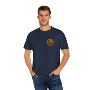 Master Mason Blue Lodge T-Shirt - Firefighter Mason Garment-Dyed Tee - Bricks Masons