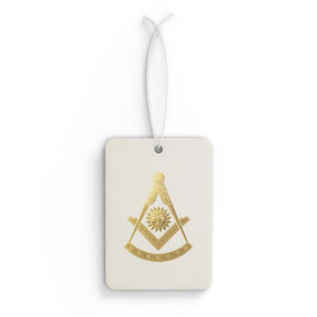 Past Master Blue Lodge Car Air Freshener - Square & Compass with Quadrant Sun - Bricks Masons