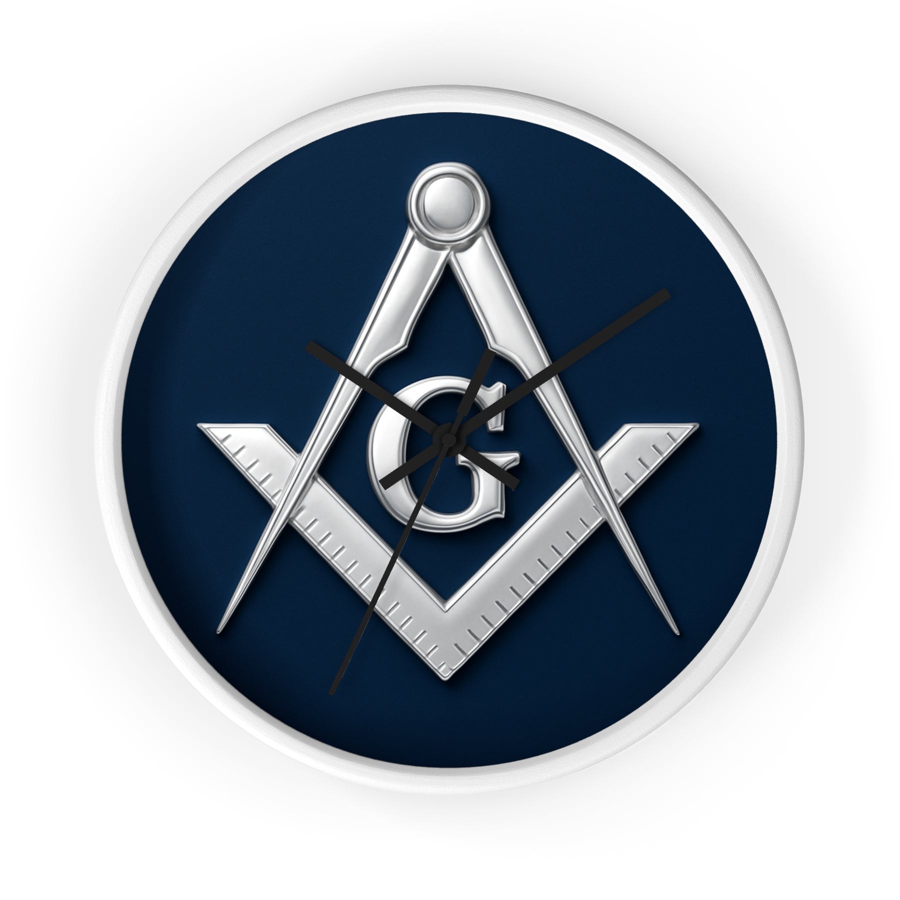 Master Mason Blue Lodge Clock - S&C G Emblem on Wood Frame - Bricks Masons