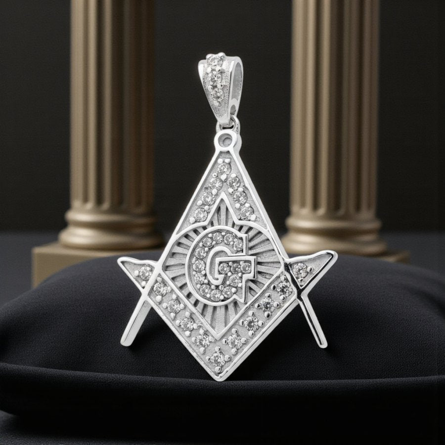 Masonic Compass and Square Pendant 6 cm in 30g Silver Art 740 - Bricks Masons