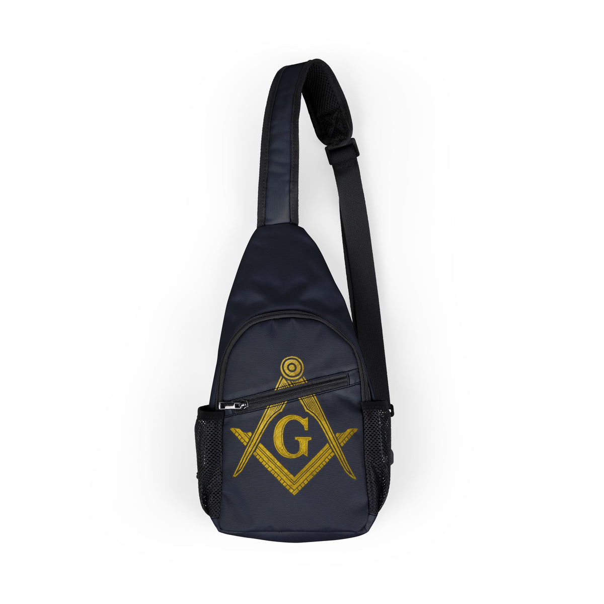 Master Mason Blue Lodge Crossbody Bag - Gold Square & Compass G Nylon Fabric - Bricks Masons