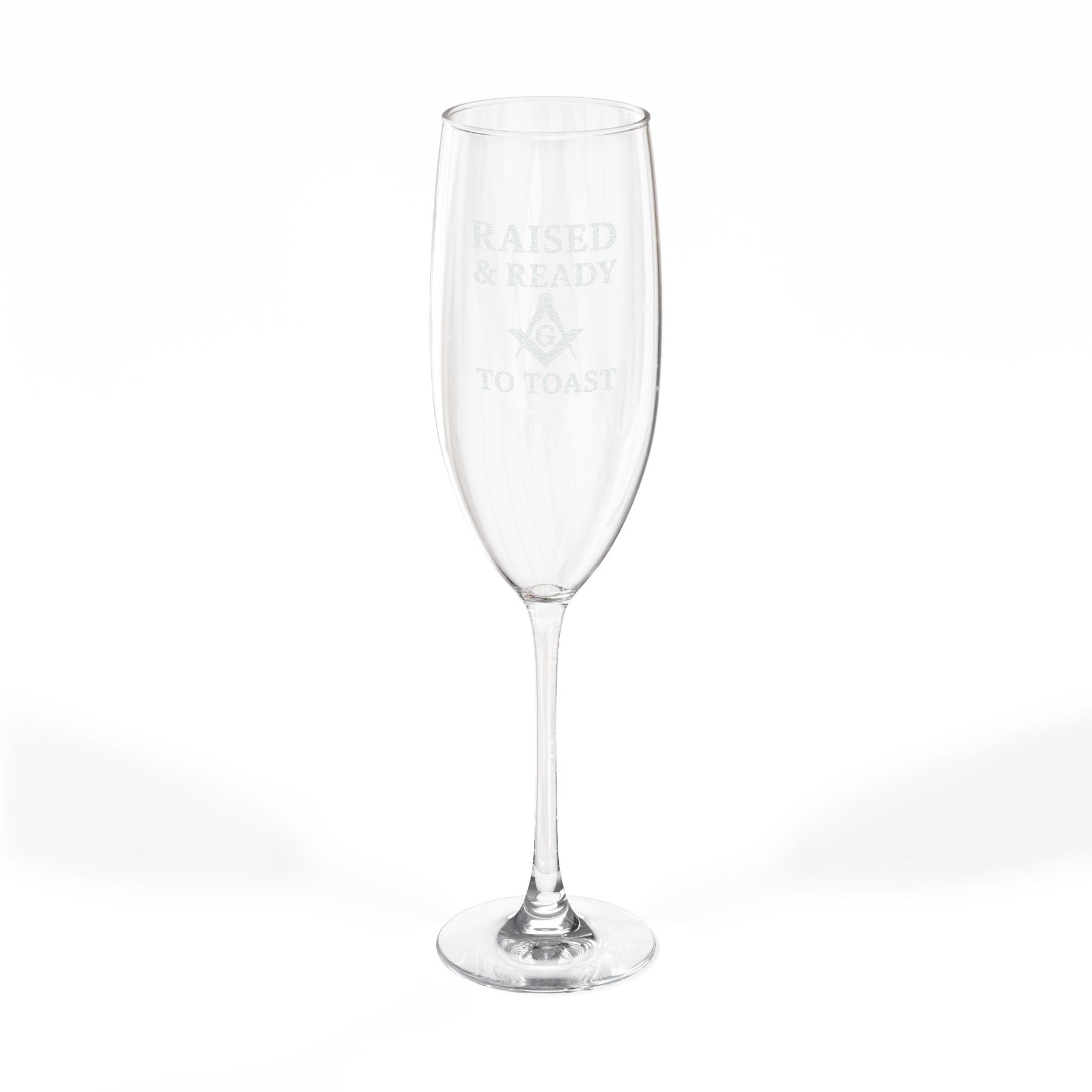 Master Mason Blue Lodge Champagne Flute - Raised and Ready To Toast with S&C G - Bricks Masons