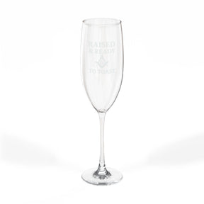 Master Mason Blue Lodge Champagne Flute - Raised and Ready To Toast with S&C G - Bricks Masons