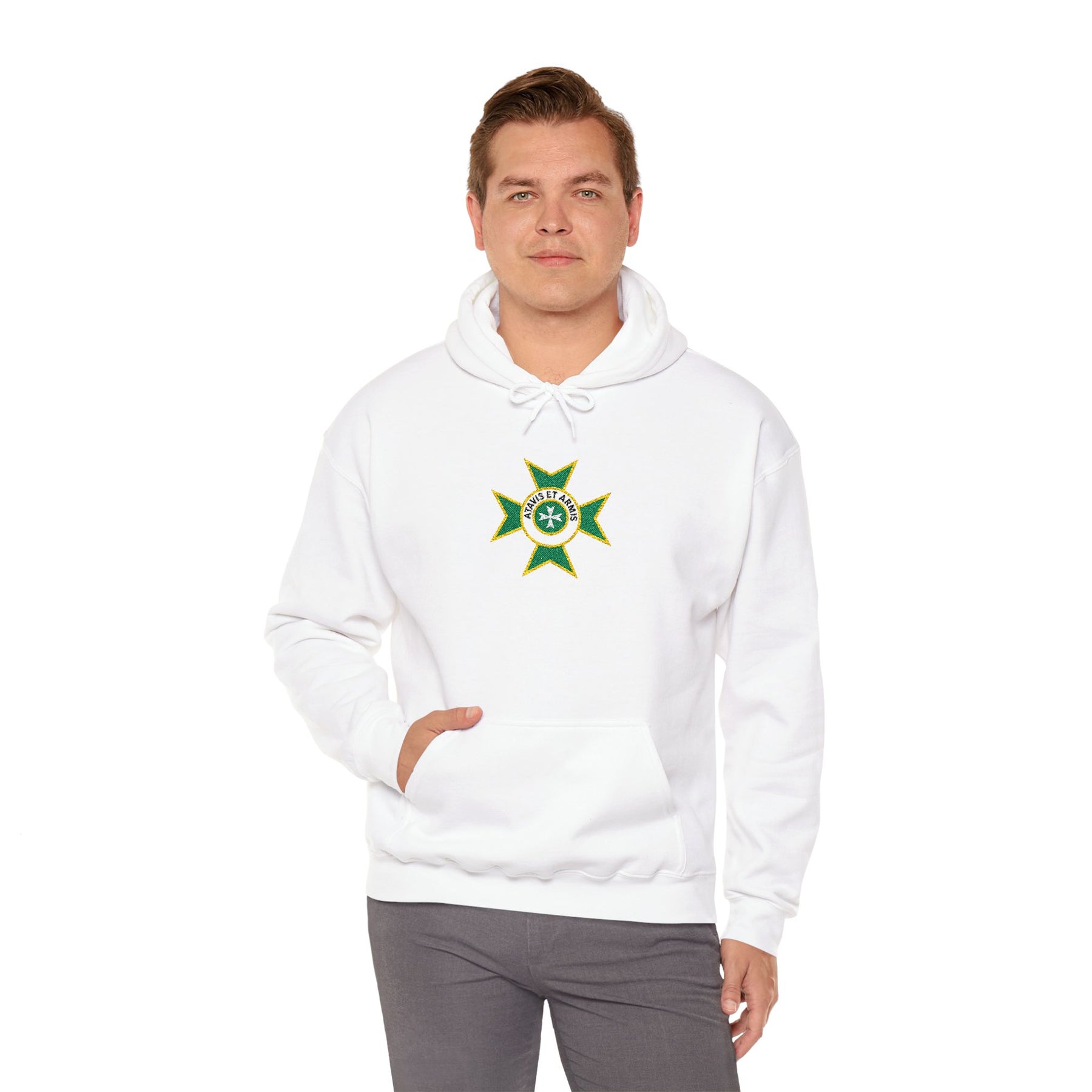 Order of Saint Lazarus Hoodie - Soft Cotton Poly Blend Front Stitch - Bricks Masons