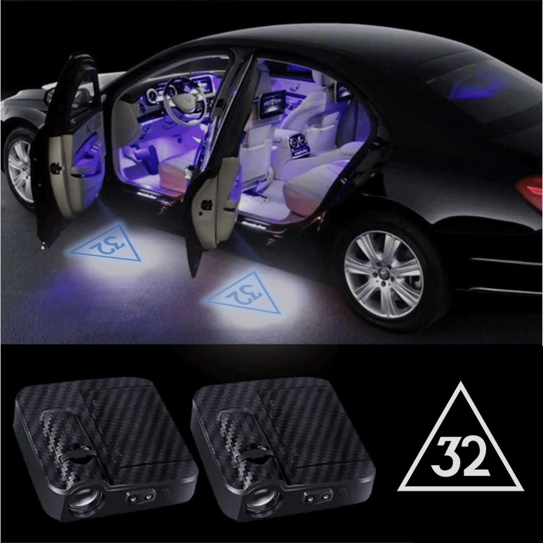 32nd Degree Scottish Rite Car Door Light Projector - Customizable Wireless LED - Bricks Masons