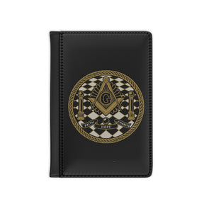 Master Mason Blue Lodge Passport Cover - Faith Hope Charity PU Leather - Bricks Masons