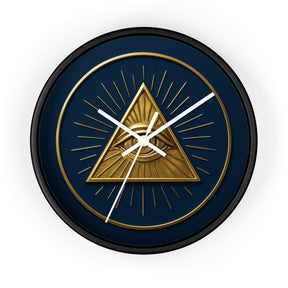Eye of Providence Clock - Pyramid with All Seeing Eye Design on Wooden Frame - Bricks Masons