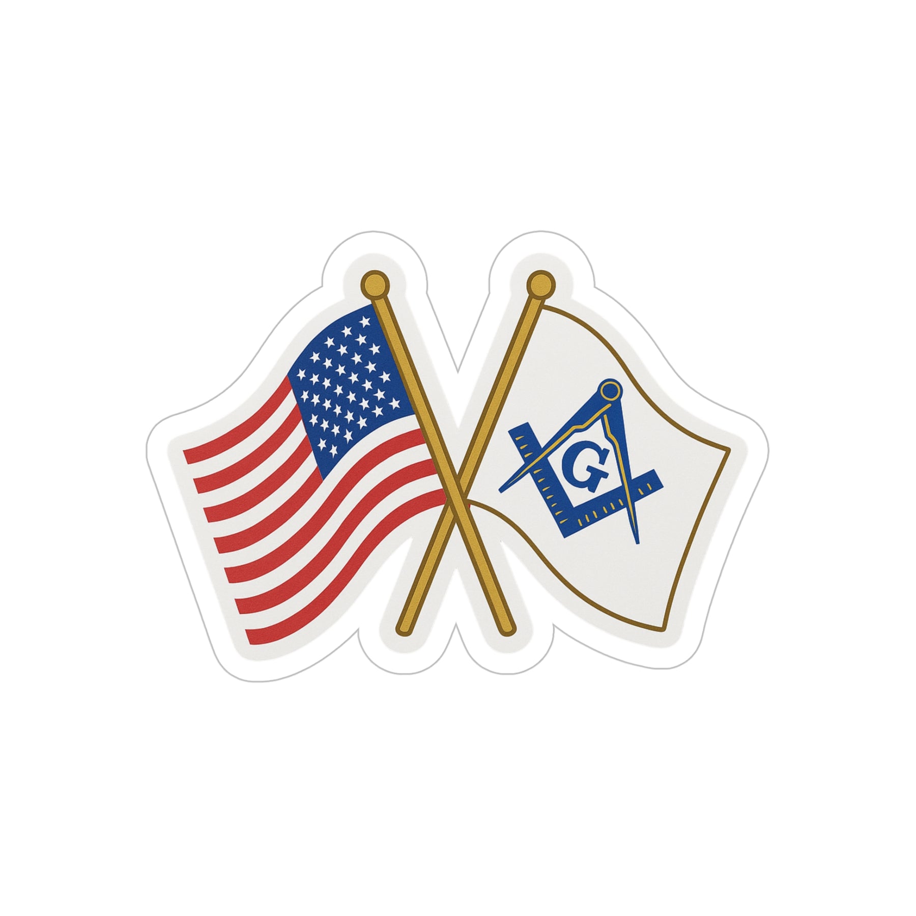 Master Mason Blue Lodge Sticker Decal - Water Resistant Vinyl Crossed Flags - Bricks Masons