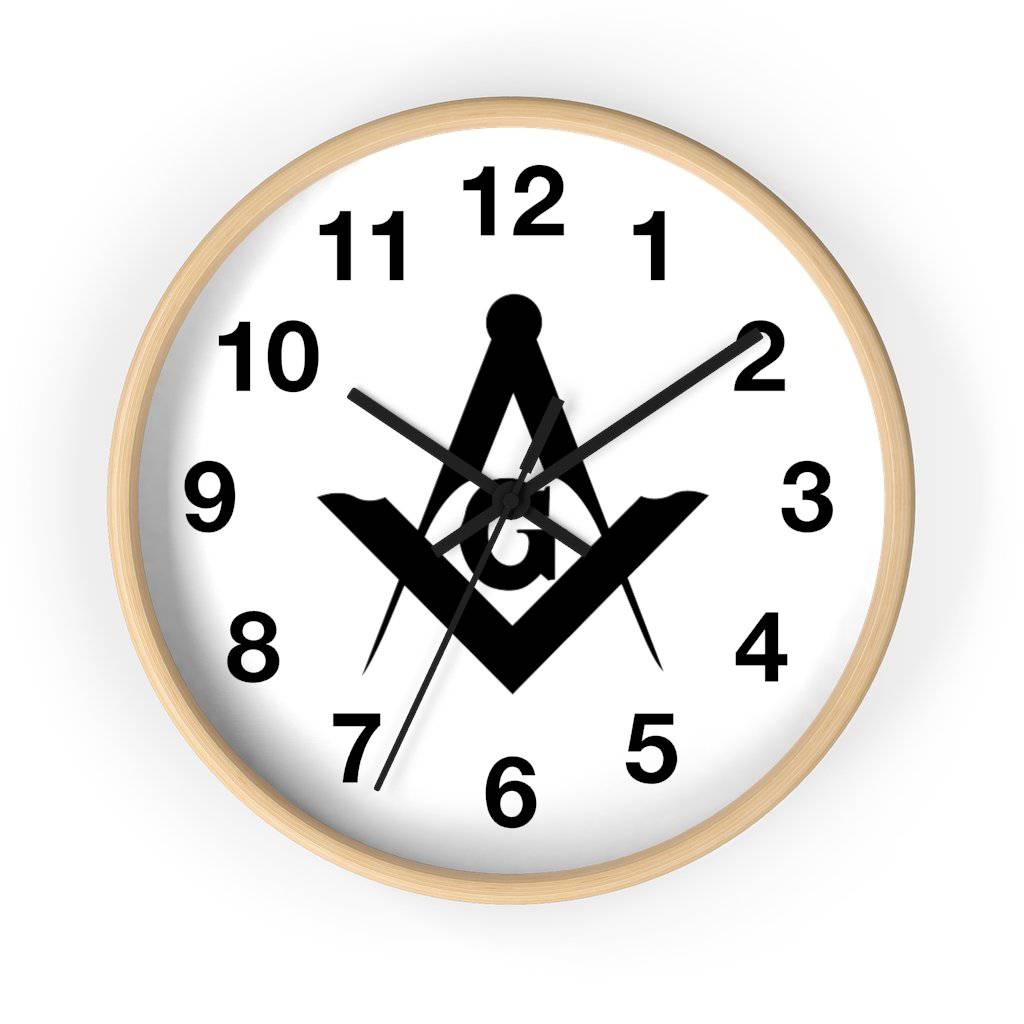 Master Mason Blue Lodge Clock - Wooden Frame Square & Compass G