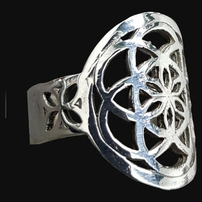 Seed of Life Ring Silver Kabbalah 6 Gr 2 Cm Art 869 - Bricks Masons