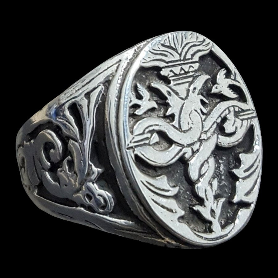 Masonic Caduceus Ring in Silver, 1.6 cm, 8 gr, Art 87 - Bricks Masons