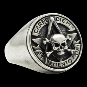 Masonic Carpe Diem Ring in Silver 1.8 cm 12 g Art 890 - Bricks Masons