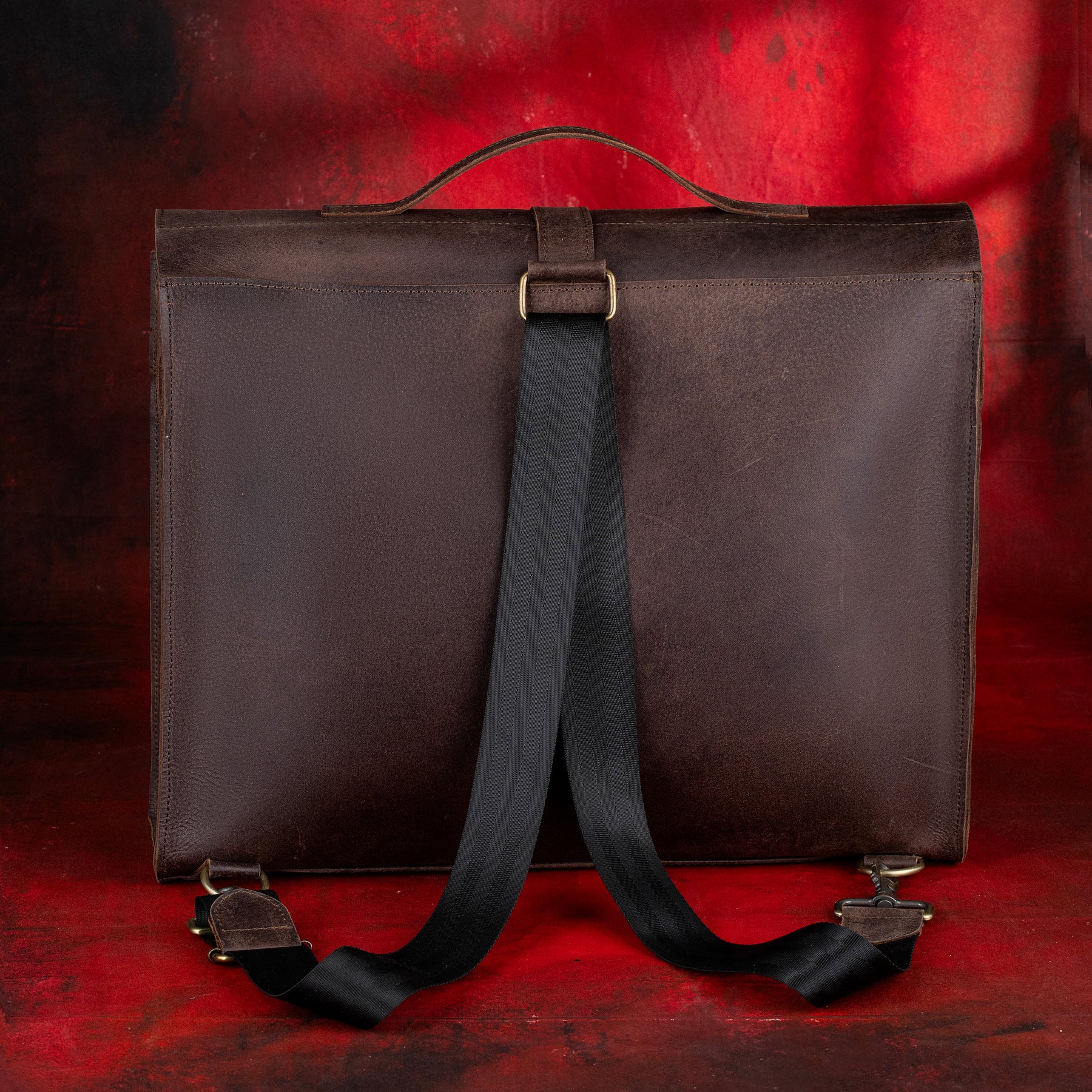 Past Master Blue Lodge Briefcase - Genuine Cow Leather Convertible Bag - Bricks Masons