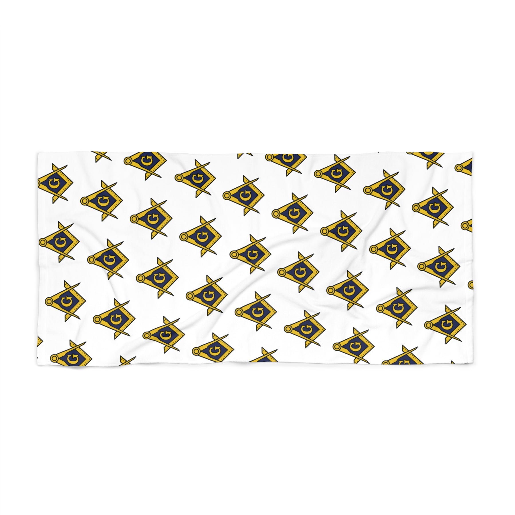 Master Mason Blue Lodge Towel - Square & Compass G Beach Towel - Bricks Masons