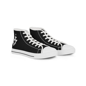 Allied Masonic Degrees Sneaker - High Top Black & White AMD White Emblem - Bricks Masons