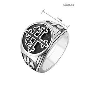 33rd Degree Scottish Rite Ring - Steel Color Titanium Steel Cross - Bricks Masons