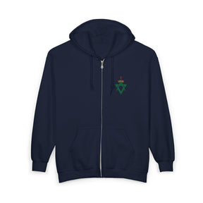 Allied Masonic Degrees Hoodie - Zip Up Jacket with AMD Emblem Embroidery - Bricks Masons