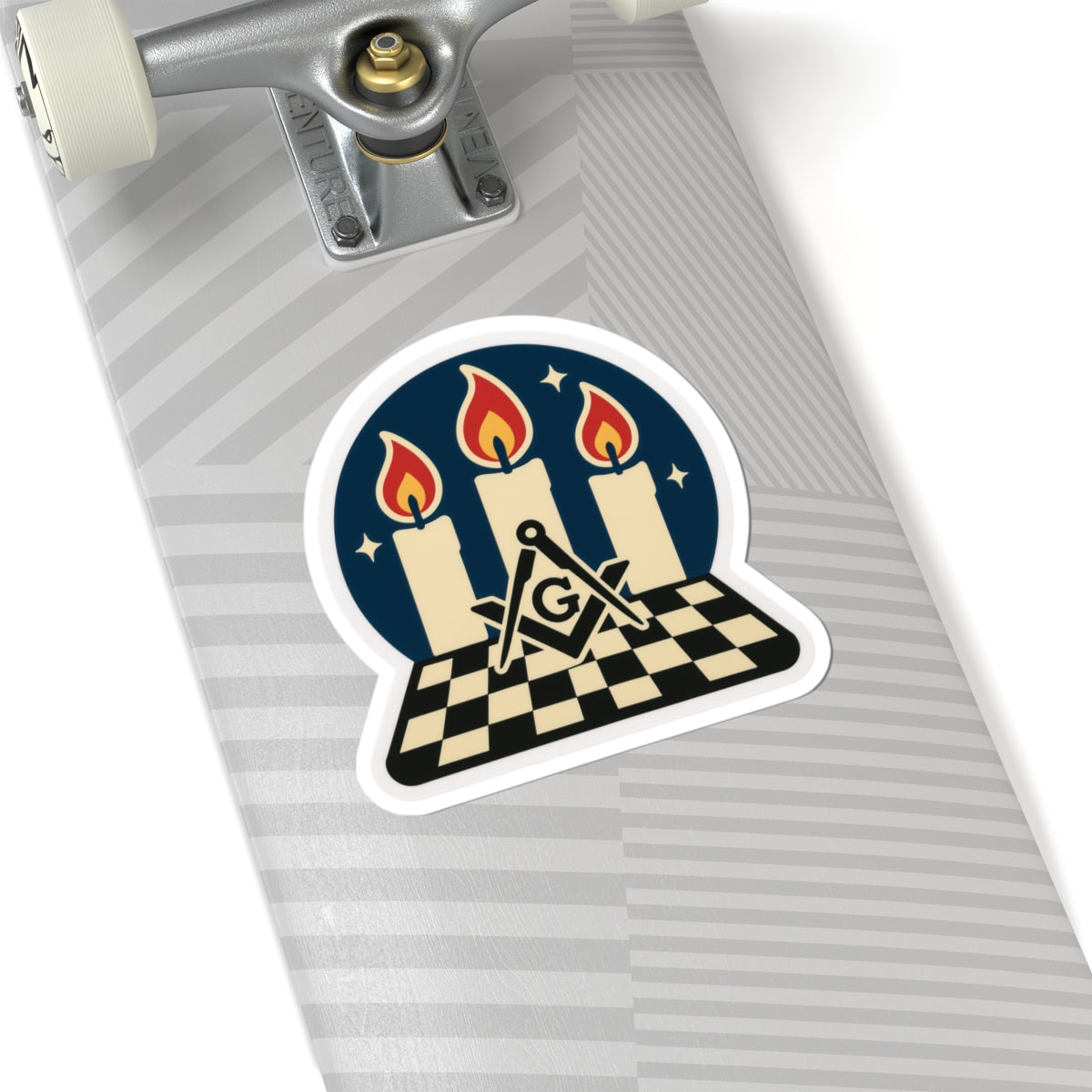 Master Mason Blue Lodge Sticker Decal - Kiss-Cut Three Burning Tapers - Bricks Masons