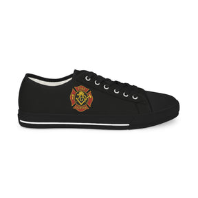 Master Mason Blue Lodge Sneaker - Low Top Sneaker Black & White Firefighter Mason - Bricks Masons