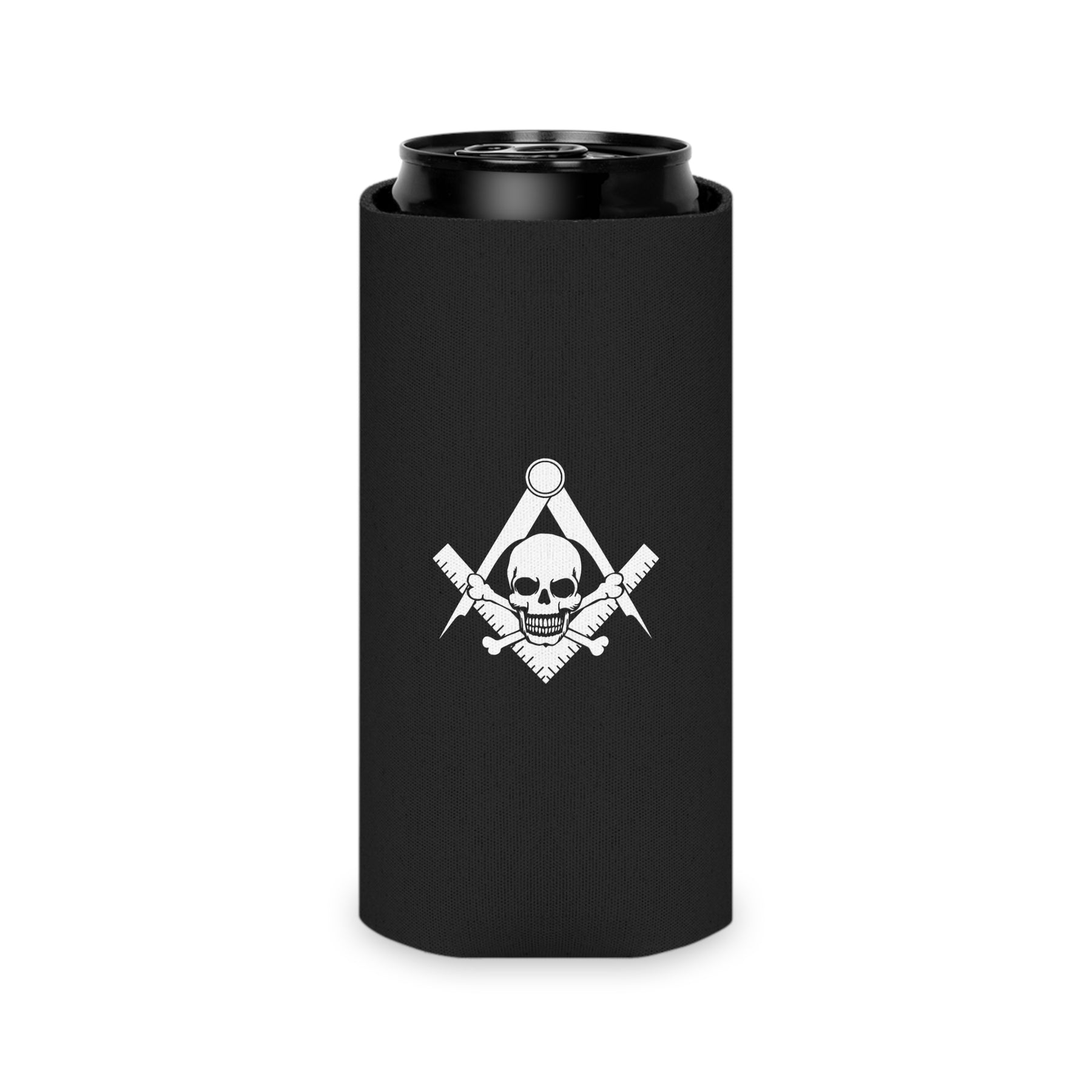 Widows Sons Can Cooler - White Skull & Bones With S&C On Black - Bricks Masons