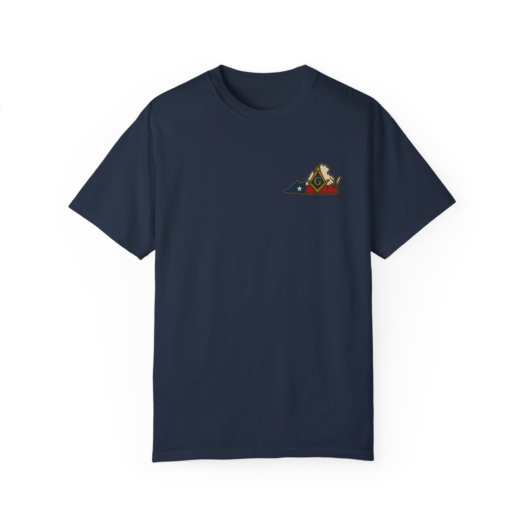 Master Mason Blue Lodge T-Shirt - Garment-Dyed Virginia Mason - Bricks Masons