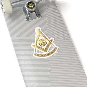 Past Master Blue Lodge Sticker Decal - Kiss-Cut Gold Square & Compass - Bricks Masons