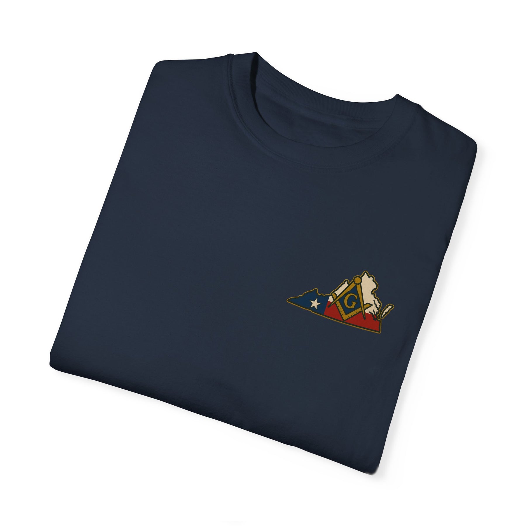 Master Mason Blue Lodge T-Shirt - Garment-Dyed Virginia Mason - Bricks Masons
