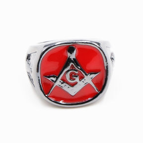 Master Mason Blue Lodge Ring - Red Stainless Steel - Bricks Masons